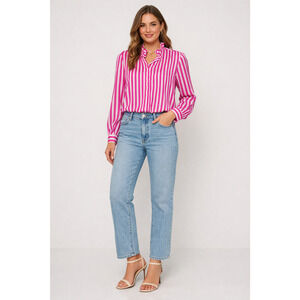 Juicy Couture Striped Pink and White SilkTop Size S